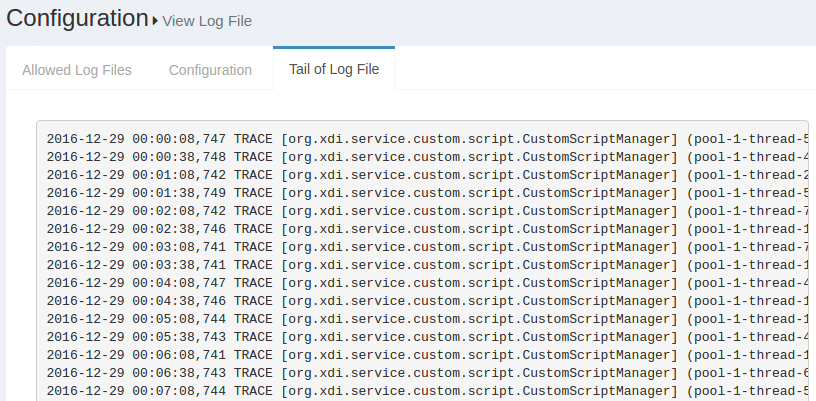 A screen grab of a site's Log files, showing dates and times of different activities on a website.