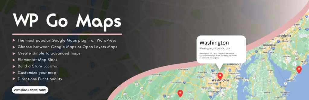 Banner image for the WP Go Maps WordPress Plugin.