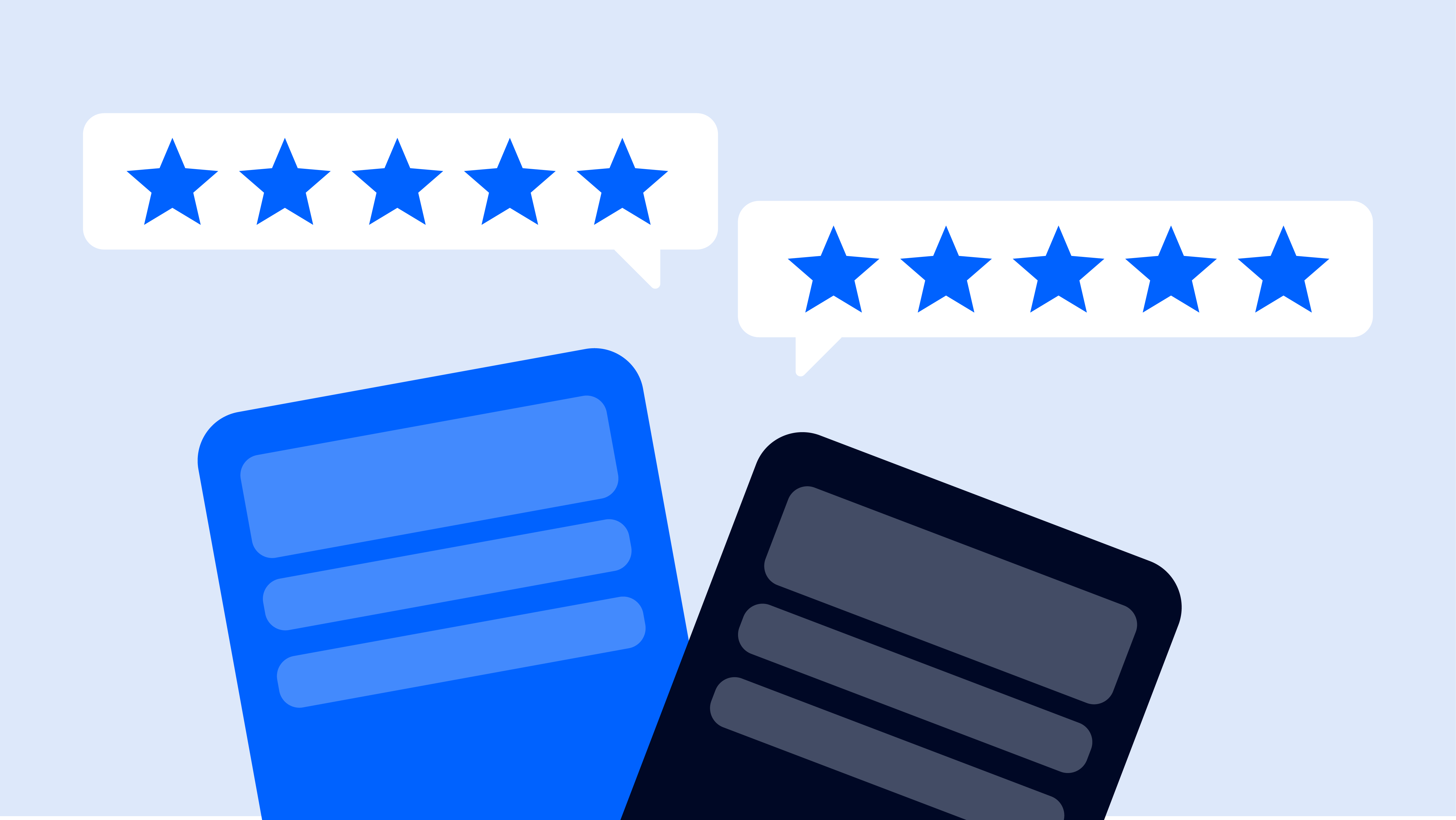 Illustration of mobile phones showing 5 stars to demonstrate positive reviews